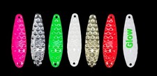3" Fishing Spoon Flutter Hex Pattern Unrigged Fluke M3Tackle Salmon Fish Jig