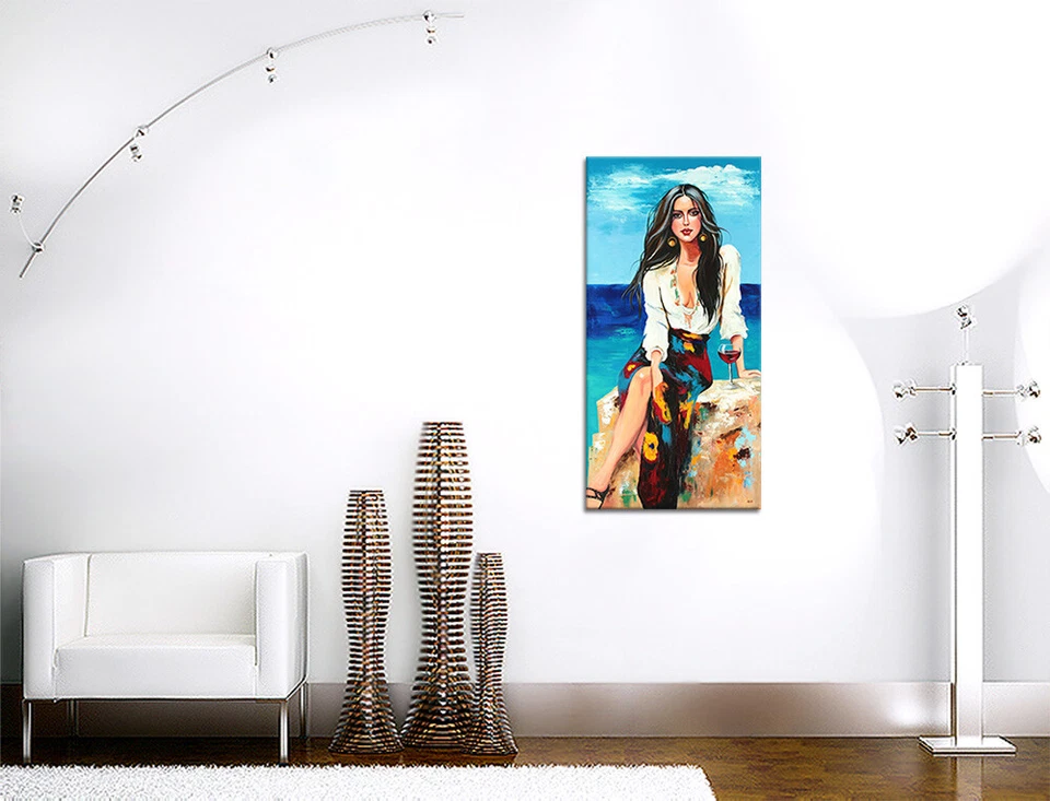 NOVAARTE Gemälde Acrylbild Frau Abstrakt Malerei Meer Kunst Modern Wein ORIGINAL - Bild 3 von 4