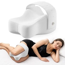 Knee Pillow for Side Sleepers, Large Comfortable Memory Foam Leg Pillow for S...
