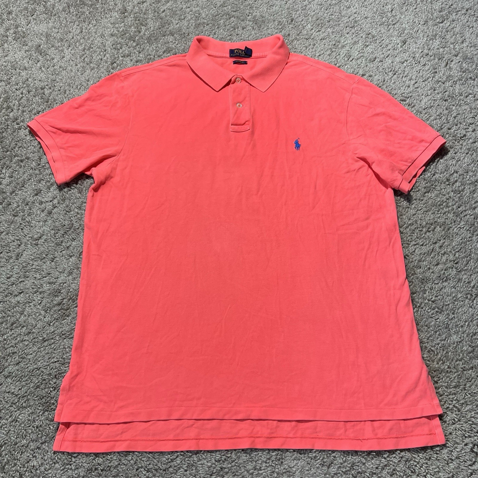 Polo Ralph Lauren rosa fluo rara uomo 2XL camicia classica pony Y2k brillante calda