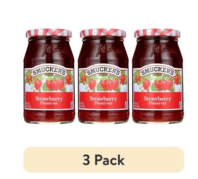 3 pack, Smucker's Strawberry Preserves, 18 Ounce.