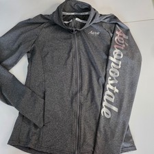 Aeropostale Sport Womens Gray Full Zip Hoodie Jacket Long Sleeve Thumbholes Med