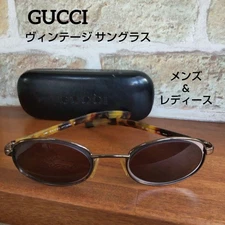 GUCCI Vintage Tortoiseshell Sunglasses Unisex Rare Oval GG 1614/S Silver Gold