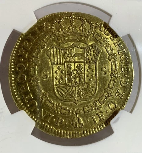 1812 P JF COLOMBIA GOLD 8 ESCUDO  NGC AU55
