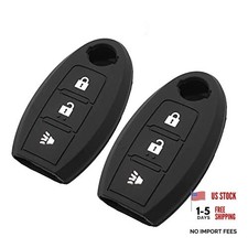 Silicone Key Fob Cover Fit for Nissan Infiniti Smart 3 Buttons  Black Black