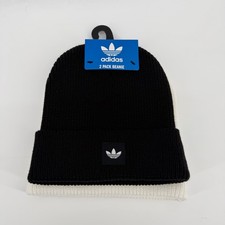 Adidas Originals 2-Pack Women  s Beanie Black White Fold Cuff - OS - NWT - 48