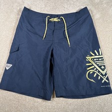 Columbia PFG Omni Shield Fishing Swimming Trunks Mens 36 Blue Light Drawstring