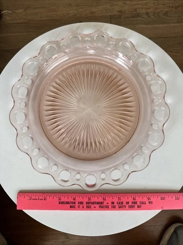 Anchor Hocking Old Colony Pink Depression Glass Dinner Plate 10.25” Open Lace