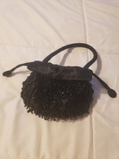 Womens Cache Black Beaded Small Handbag Evening Clutch Purse