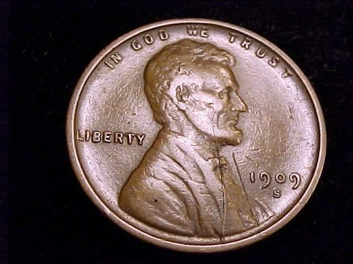 1909-S Lincoln Cent, Very Fine Grade.  An obverse scratch will reduce the price!