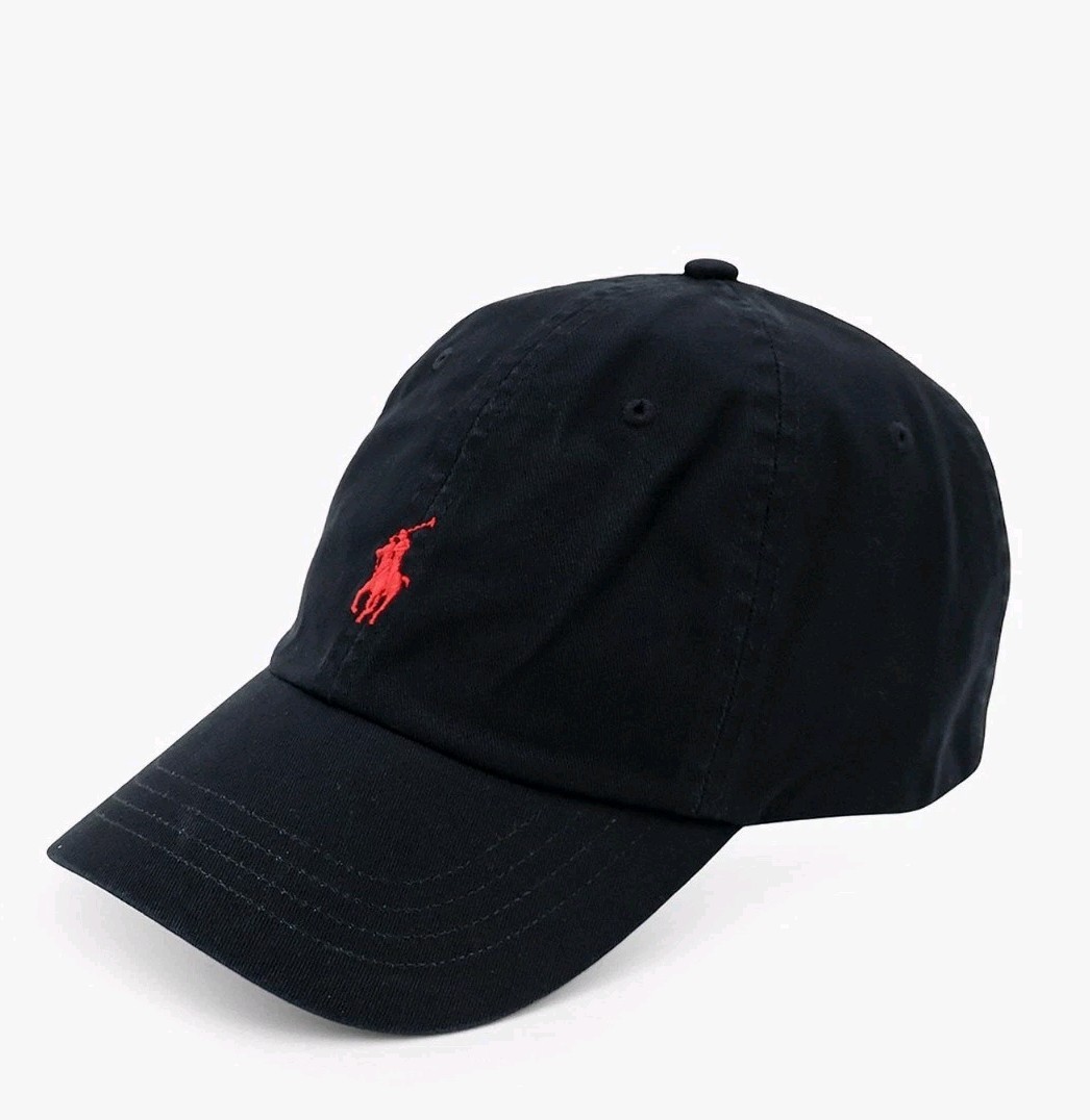 Polo Ralph Lauren Men's One Size Cotton Chino Adjustable Ball Cap Black Red