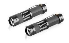 1 Mode Mini Flashlight 2 Pack, Aluminum LED Small Flashlights Zoomable Water-...