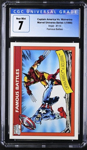 1990 IMPEL MARVEL #115 CAPTAIN AMERICA VS WOLVERINE FAMOUS BATTLES GRADE CGC 7 