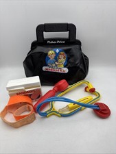 1987 Fisher Price Medical Kit Playset Dr/Nurse Black Bag Accessories Vintage