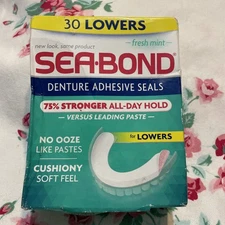 Sea Bond Denture Adhesive Seals 30 Count Fresh Mint Strong All Day Hold SEE