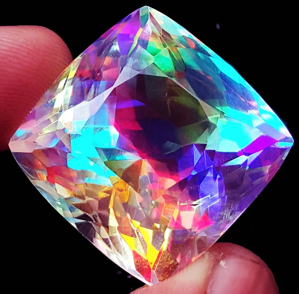 Certified Cushion Cut 65 To 70 Ct Mystic Quartz In Rainbow Color Loose Gemstone - Image 3 of 4
