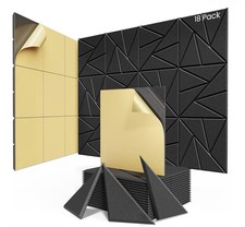 18 Pack Acoustic Panels with Self-Adhesive, 12"X12"X0.4" Sound Proof Foam Panels