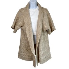 Vintage Outback Red Cable Knit Shawl Collar Open Cardigan Sz L Preppy Versatile