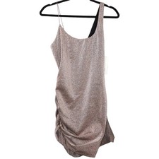 ALIX NYC Emmons Dress Mercury Glitter One Shoulder Ruched Mini Size S Bodycon