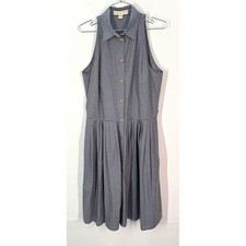 MICHAEL Michael Kors Striped Sleeveless Shirt Dress Gold Button Details