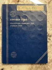 #7 Whitman Coin Folder Lincoln Cent 1941-MISSING 43S-1975 Album #7 W/(87) Coins