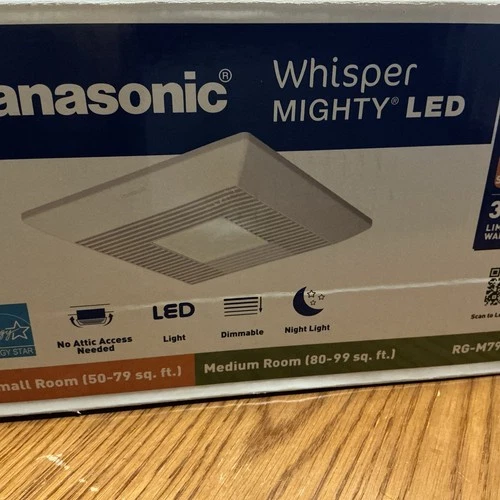 Panasonic RG-M79LA Whisper Mighty LED 70-90CFM Bathroom Exhaust Fan w/Light