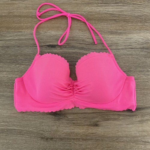 Victoria’s Secret Womens Halter Bra Hot Pink Push Up Scalloped Back Hook 36B - Picture 11 of 11