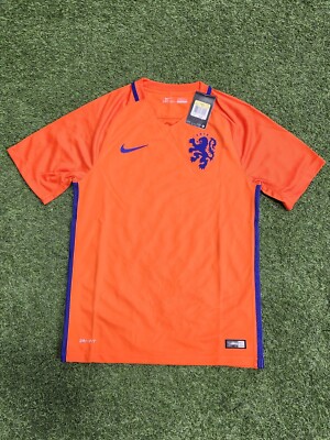 Nike Holland Men's Home 16-17 Jersey Orange-Blue | eBay