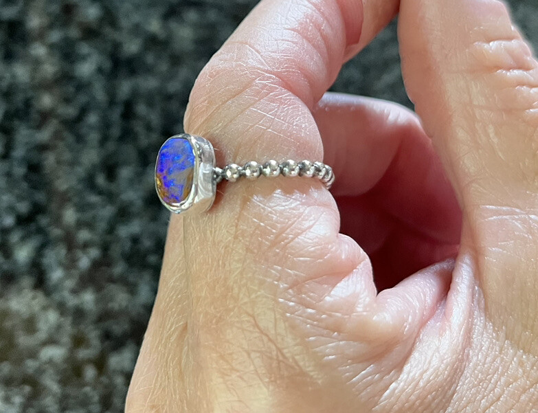 Australian Solid Boulder Opal Bezel Set Ring - Si… - image 10
