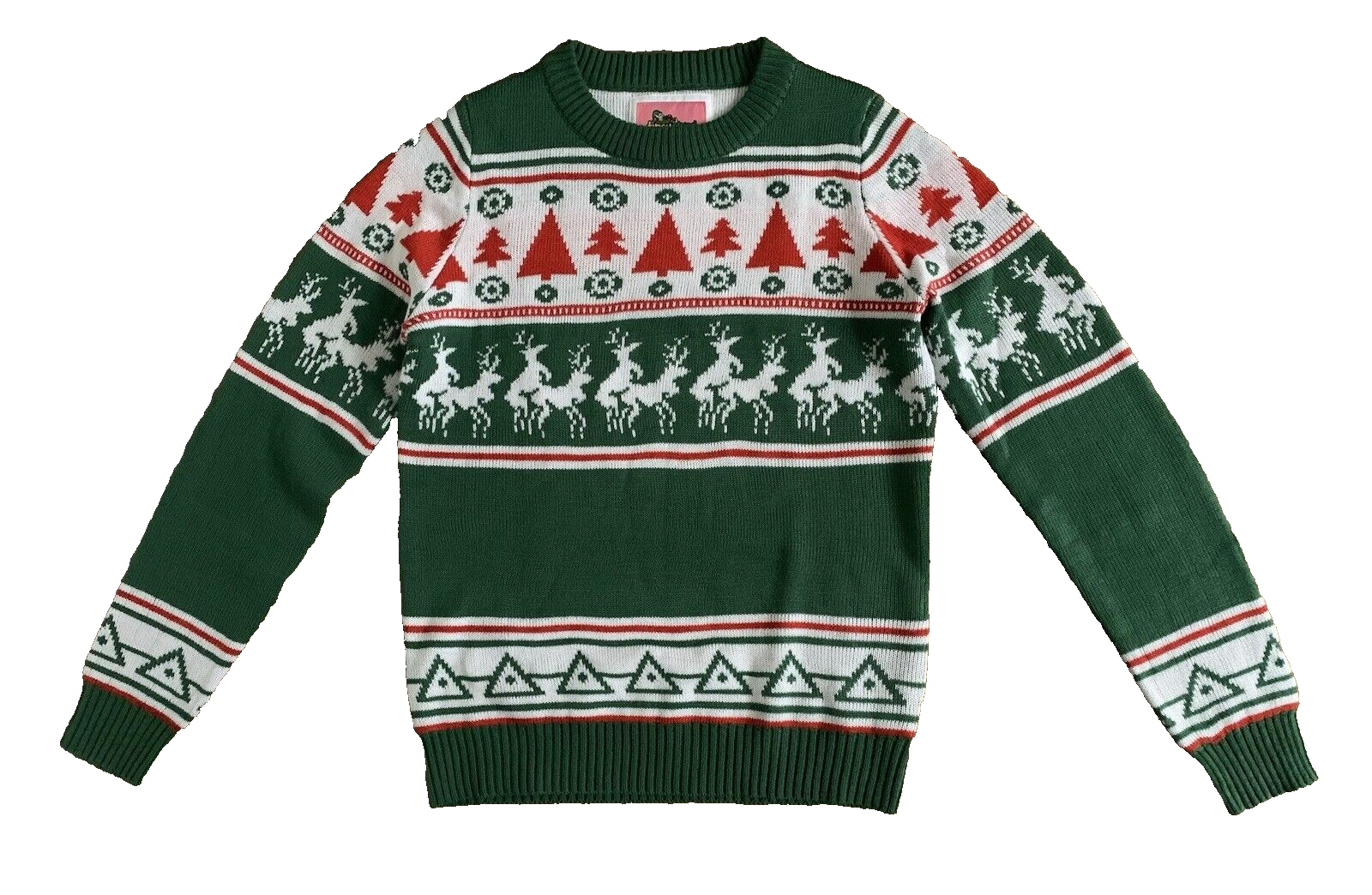 TIPSY ELVES Green Knit Ugly Christmas Jumper Sweater Reindeer Festive SMALL NEW