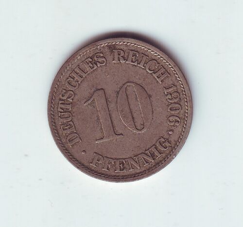 1906 E German Germany 10 Pfennig Eagle Coin O-96 - Picture 1 of 2