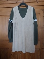 Ladies Cream MONKI Cable Knit Sweater Dress Size Small (10/12)
