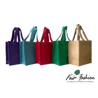 Jute Hessisch Bunt Kleine Brotzeittasche / Geschenktüte / Beutel / - Natur & Biologisch Abbaubar