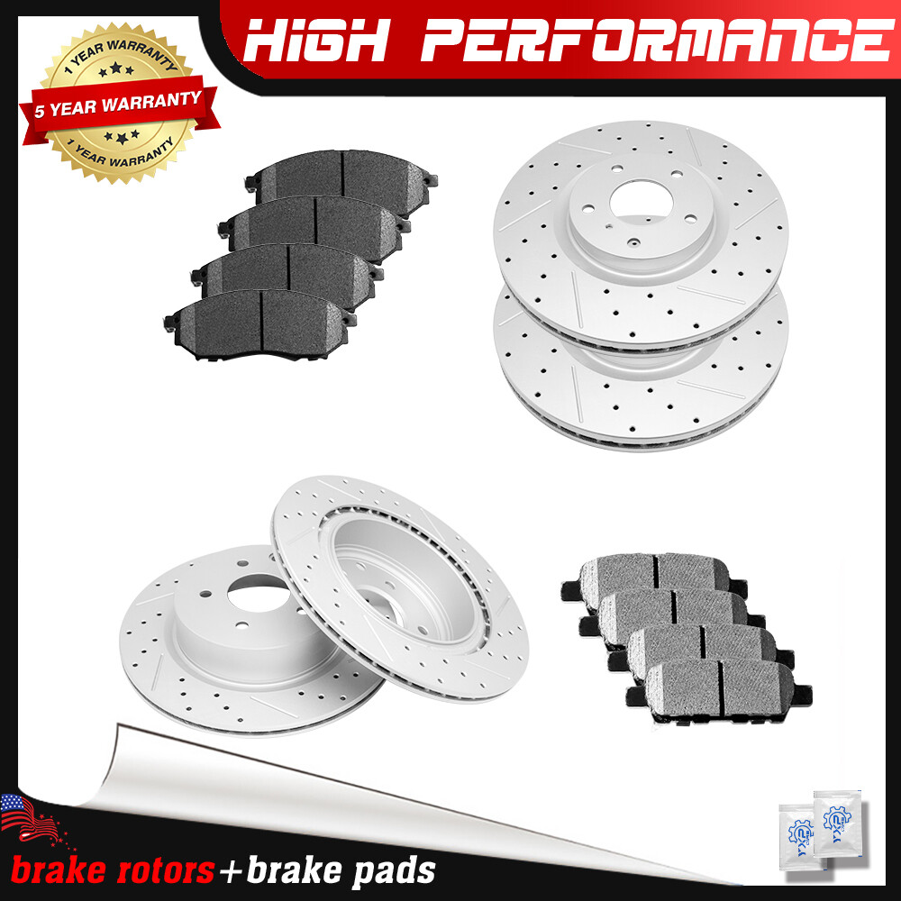 Front Rear Drilled Slotted Rotors + Pads for Infiniti G35 G37 M35 M45