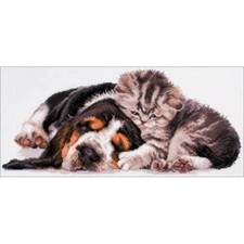 Collection D'Art 14ct Aida Stamped Cross Stitch Fabric ~ Two Friends~PA1816