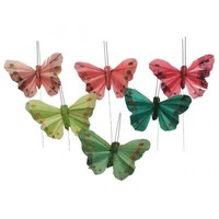 Mini-Schmetterling Am Draht Rot GrüN 6,5Cm 12St Deko Farbmix, 12 StüCk