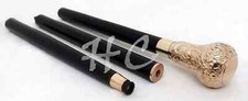 Vintage Antique Designer Brass Handle Victorian Style Wooden Walking Stick Cane