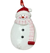 Snowman Christmas Ornament Hanging Tree Decoration White Glitter Holiday Decor