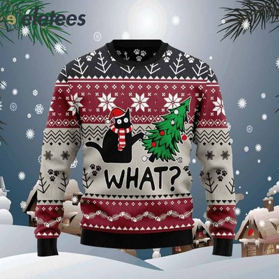 Christmas Cat What Ugly Christmas Sweater Funny Pet Lover Gift