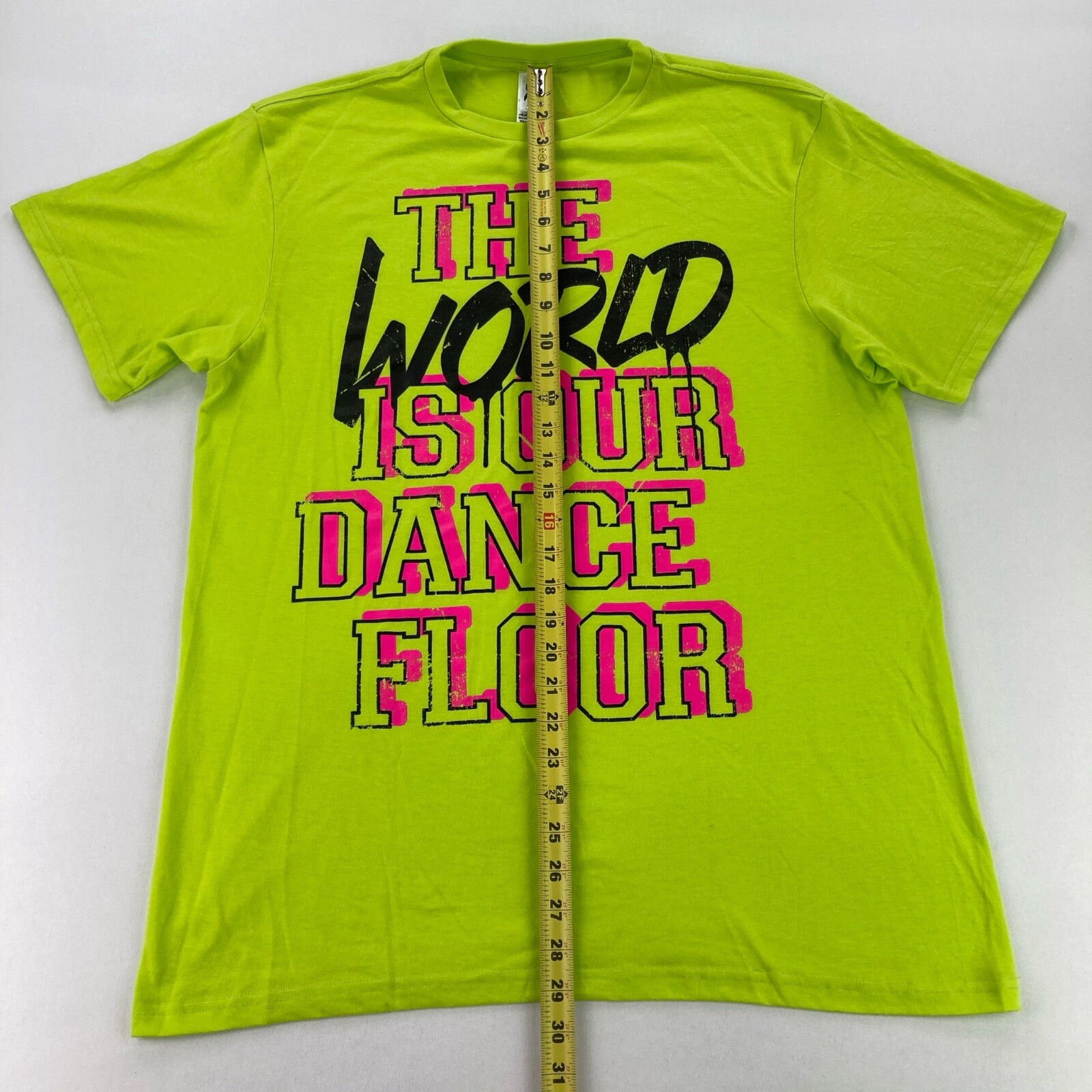 Zumba Men's "The World Is Our Dance Floor" S/S TShirt Neon Green • One