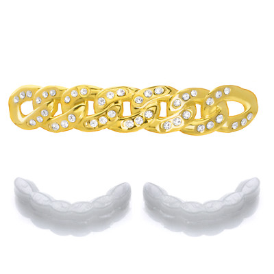 Hip Hop Iced Cuban Grillz Gold Plated Bottom Cap Teeth S608 G 1 extra Mold Bar