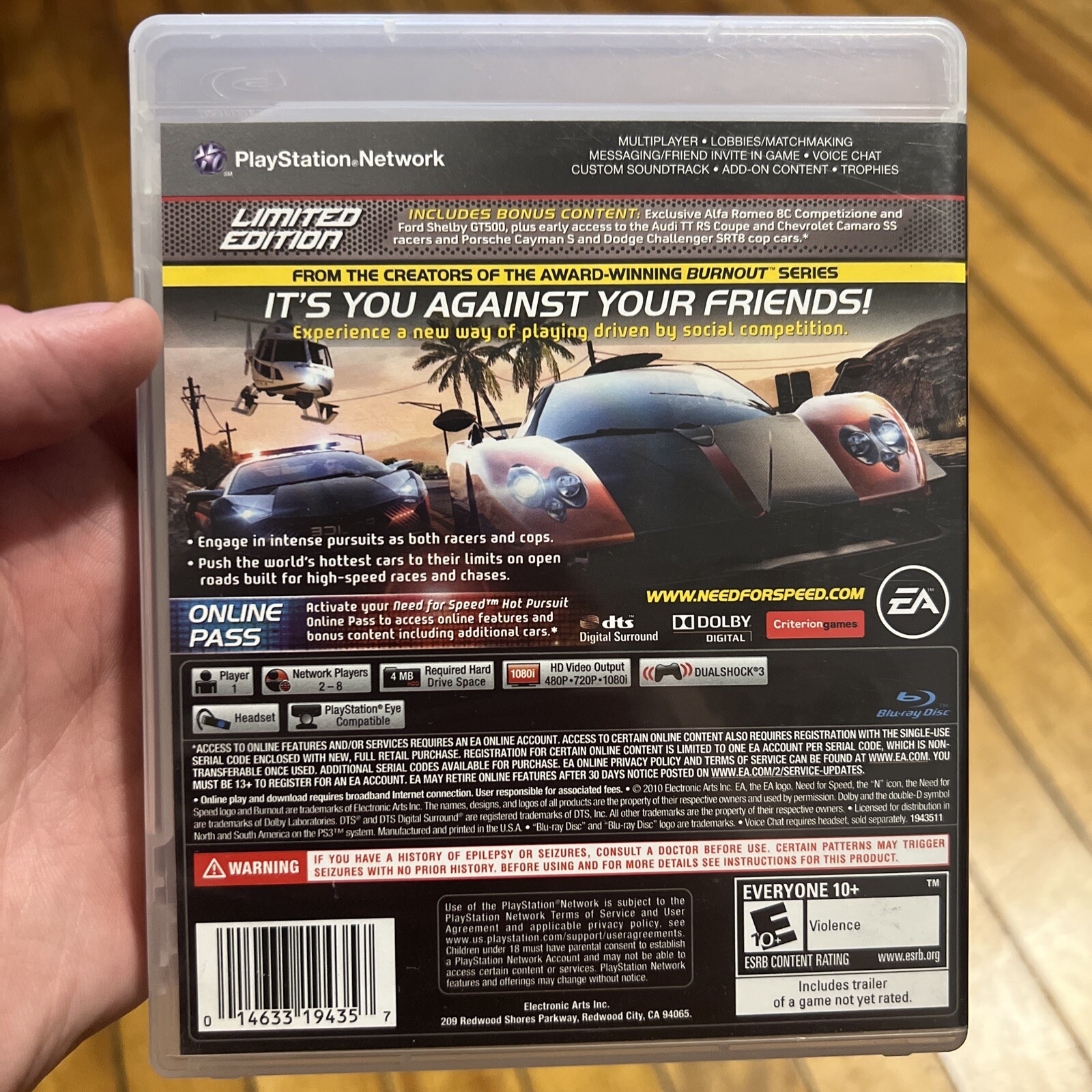 Need For Speed Hot Pursuit Limited Edition Key Need for Speed Hot Pursuit Limited Edition Sony PlayStation 3 PS3