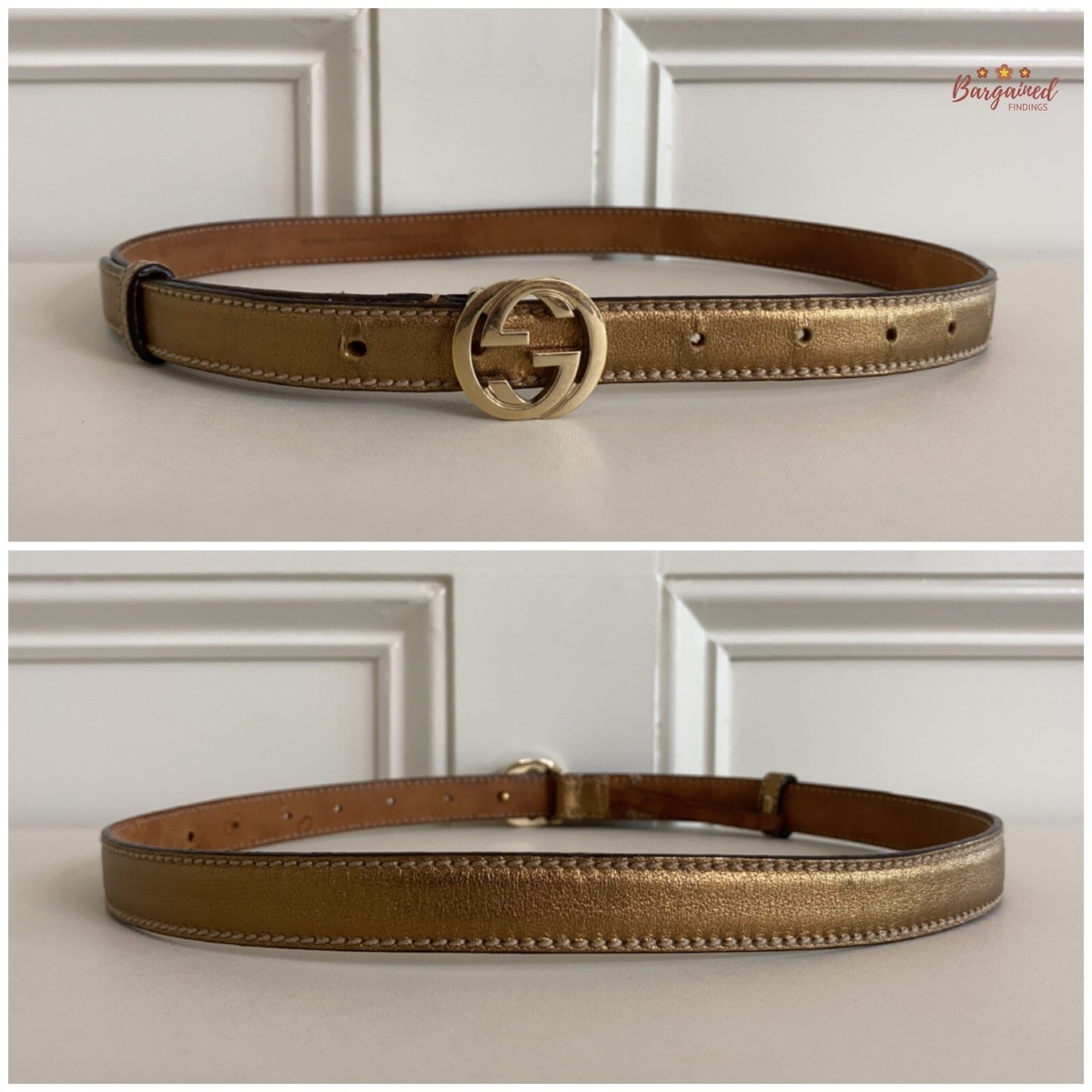 Authentic Gucci Bronze Metallic Leather Gold Interlocking G  display picture 2
