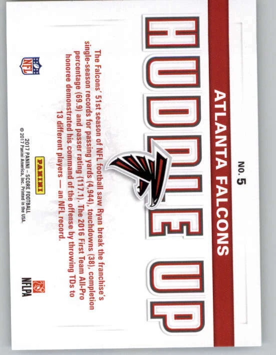 2017 Score Huddle Up #5 Matt Ryan (ref 149729) - Image 2 of 2