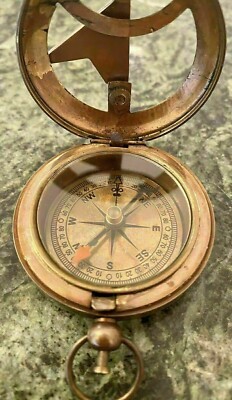 Acquista Bussola Con Meridiana Incisa In Ottone Antico, Orologio Da Polso Con Bussola Meridiana In Ottone Con Custodia In Pelle In Italia A Partire Da 28 - Foto 9