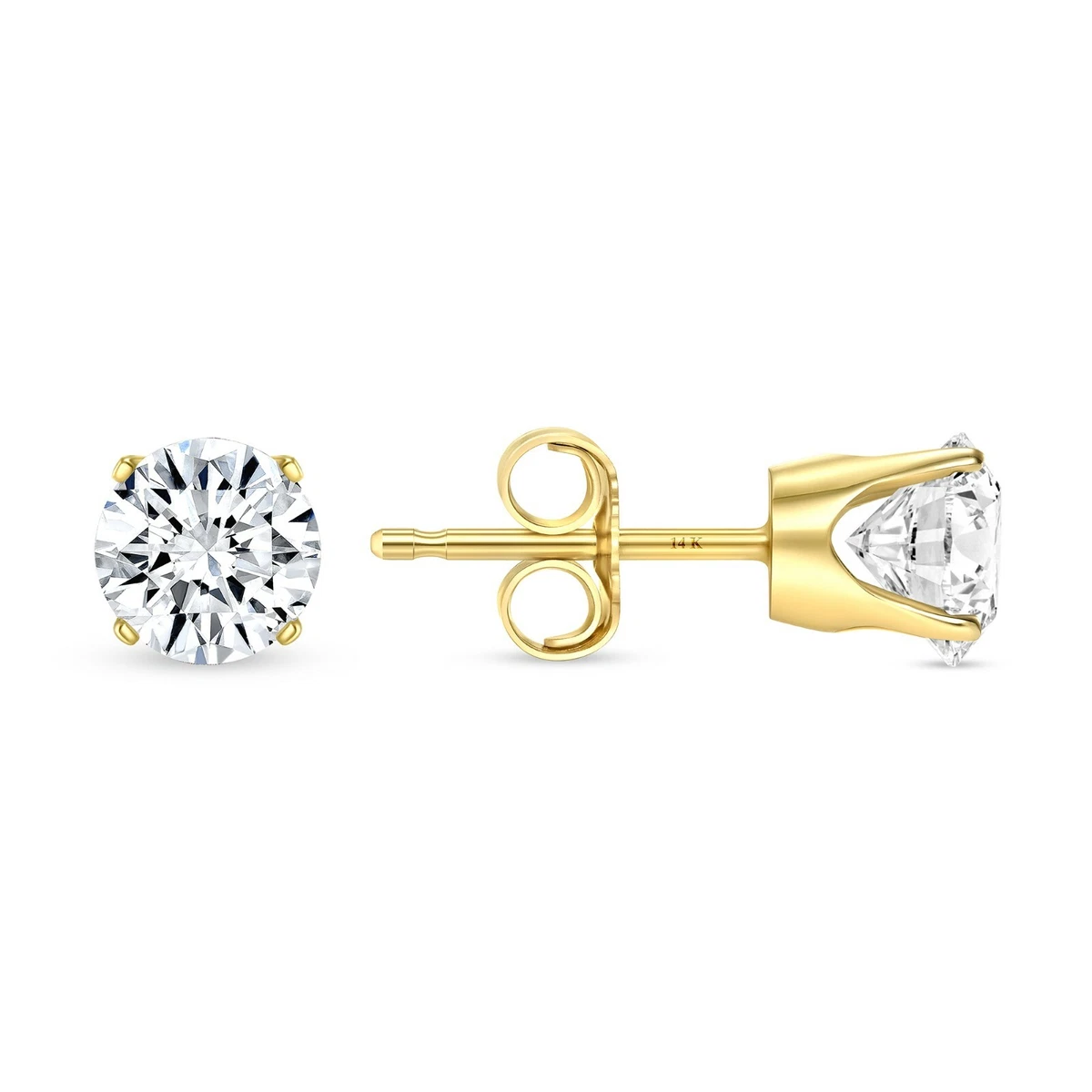1 Ct Round Lab Created Grown Diamond Earrings 14K Yellow Gold D