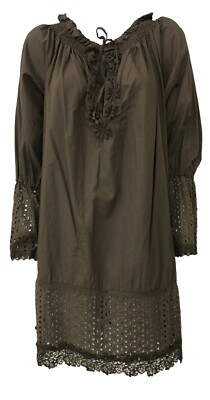 ROBERTA GUERCINI Langarm Bluse moro mit Spitzeneinsätzen und Gurt Mod Y0214