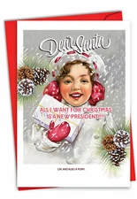 1 Funny Christmas Card with Envelope - Pony and President C3421XSG