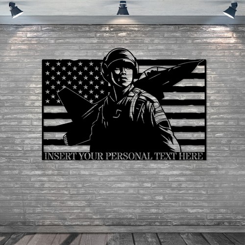 Personalized Jet Fighter Pilot Name Metal Sign. Custom Air Force Wall Decor Gift - Picture 3 of 6