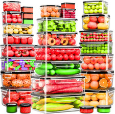 Large Food Storage Containers with Lids Airtight BPA-Free Reusable Set of 62